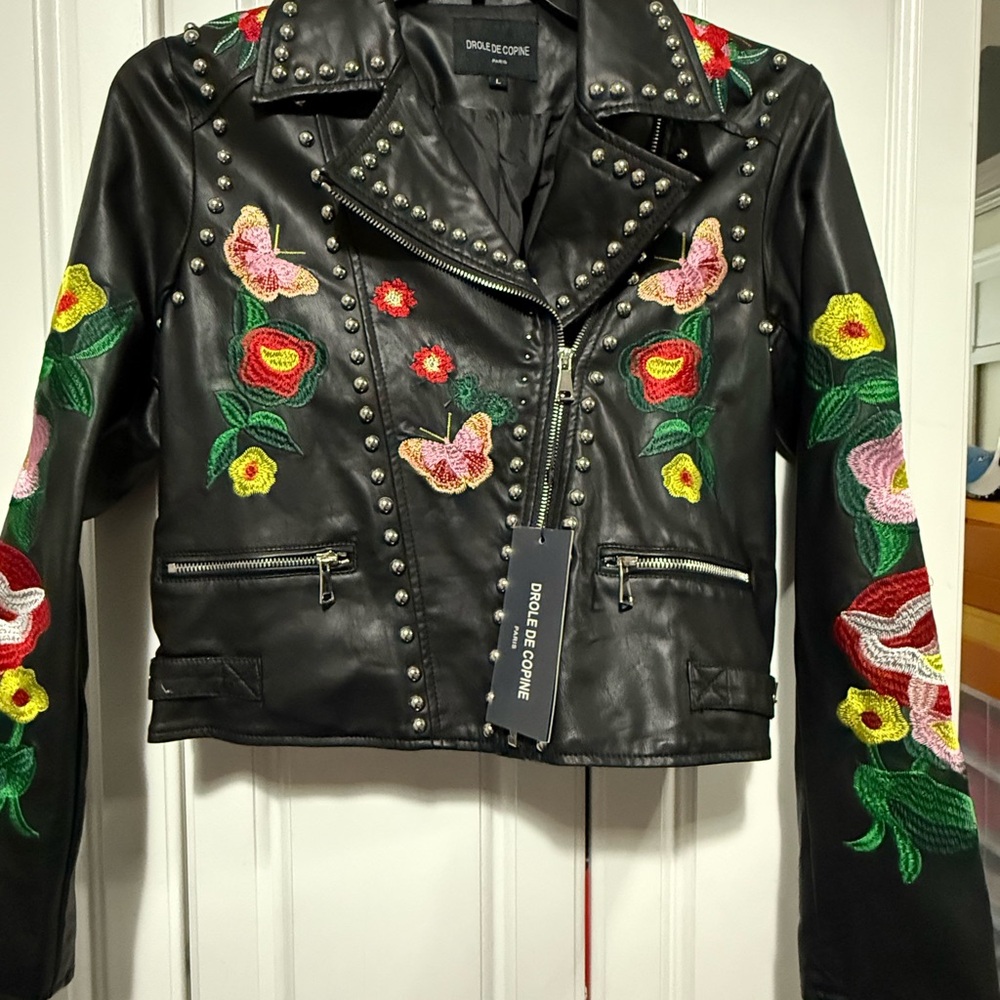 Women's Black Floral Embroidered Jacket